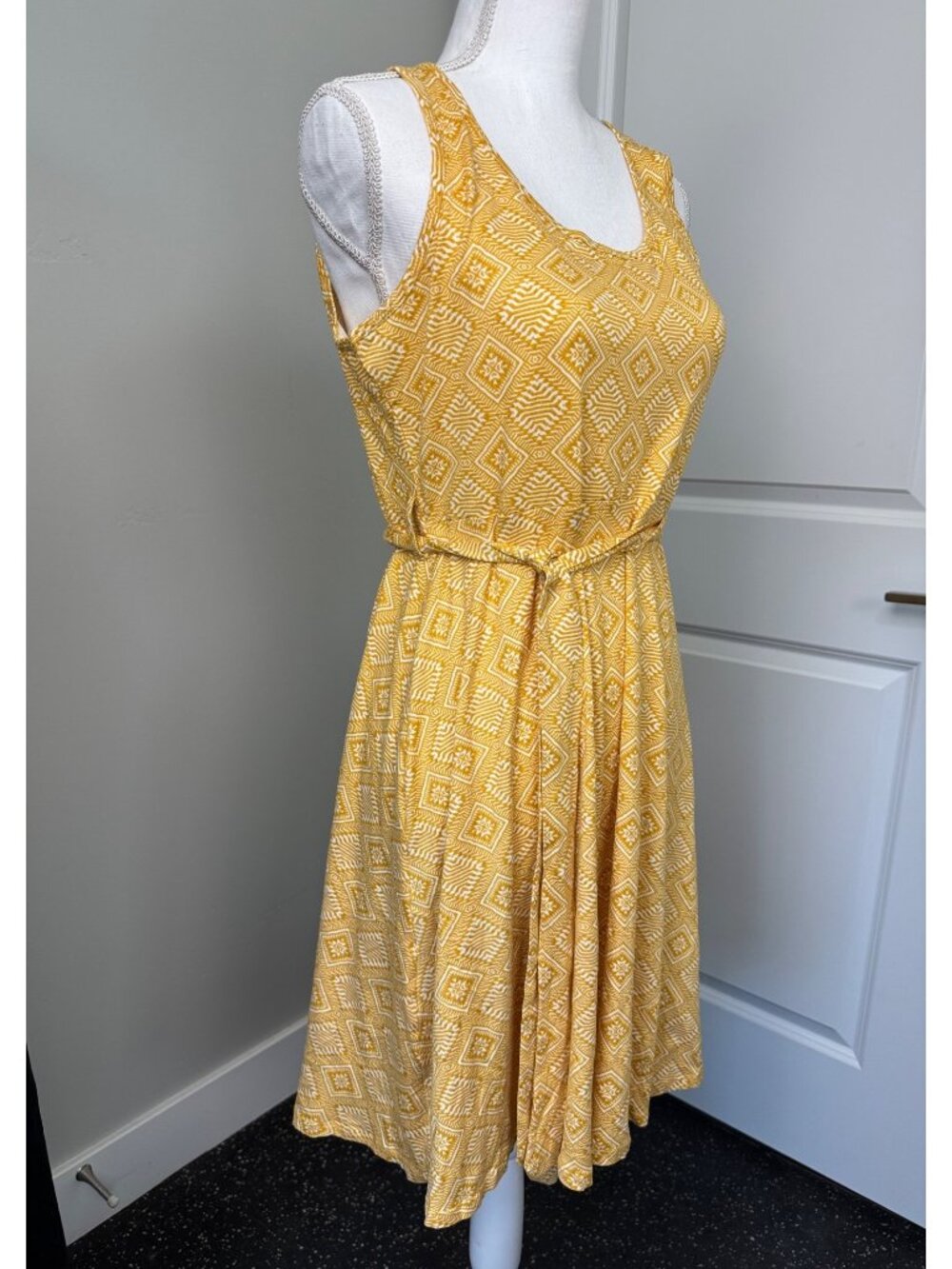 Allthreads Rio Yellow Womens L Diamond Pattern Sleeveless Beach Casual Dress - Picture 9 of 12